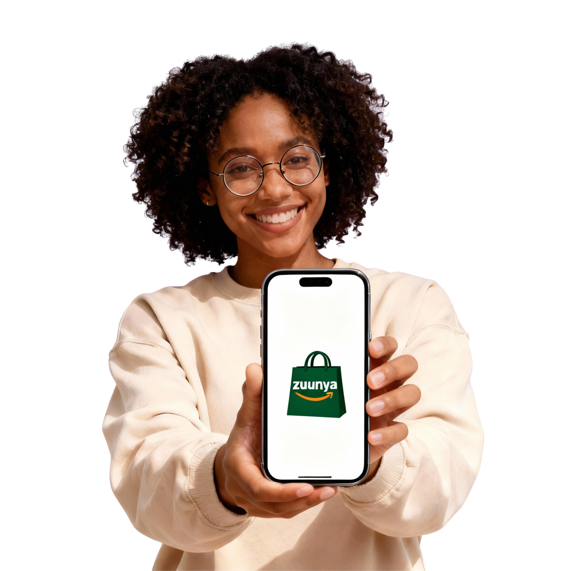 Femme avec téléphone Zuunya